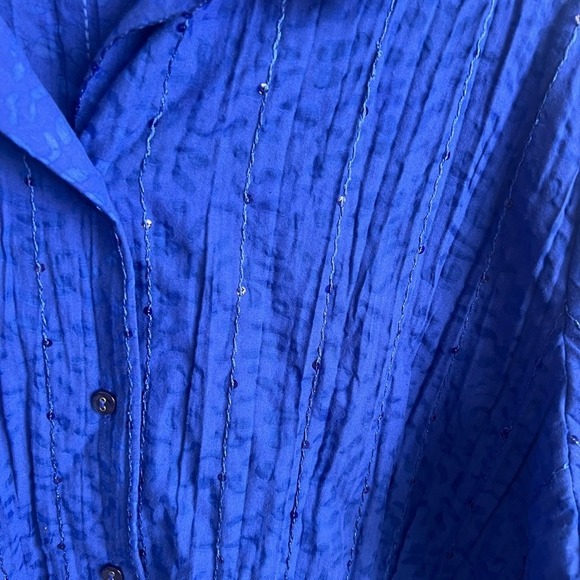 Allison Daley Womens Blue Embellished 3/4 Sleeve Button Down Shirt Sixe XL (14)? - Picture 3 of 9